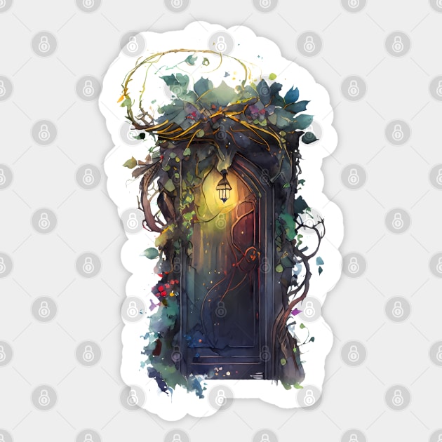 Fairy Door Watercolor 3 Come Through Sticker by Luxinda
